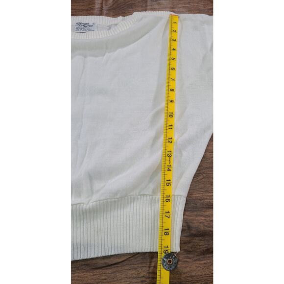 Vintage 70's Gemini Collection Womens LG Knit Sweater Ivory Crew Dolman Sleeve - Picture 6 of 9